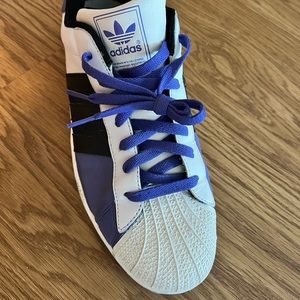 Adidas Superstar Black/Purple Suede with White Leather Men’s Sz 12
